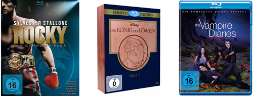 Blu-ray: Rocky 1-6 für 25€, König der Löwen 1-3 für 27€ und Vampire Diaries für 30€