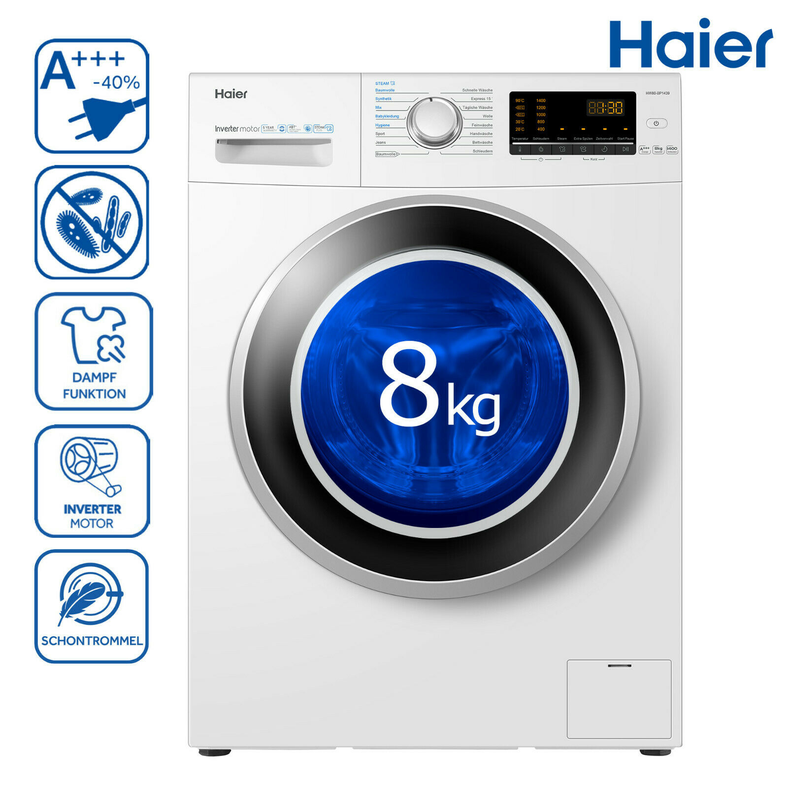 8 KG Waschmaschine Haier HW80-BP1439 für nur 329,90 EUR inkl. Lieferung