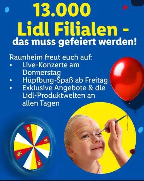 Lidl eröffnet die 13.000. Filiale und feiert am 03.09. (Raunheim)