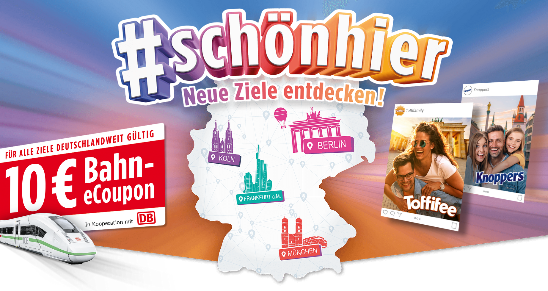 10€ oder 20€ eCoupons der Deutschen Bahn - beim Kauf von Toffifee- oder Knoppers-Aktionspackungen