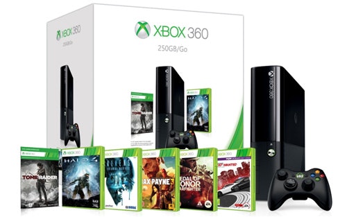 Xbox 360 250GB Console mit Six Game Mega Pack für 215€ - Max Payne 3, Tomb Raider, Halo 4