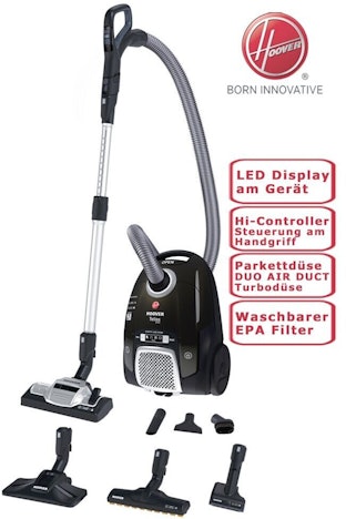 10% Nachlass auf Hoover Bodenstaubsauger TELIOS ECO 300 Watt Silent Modus Turboaufsatz mit Beutel