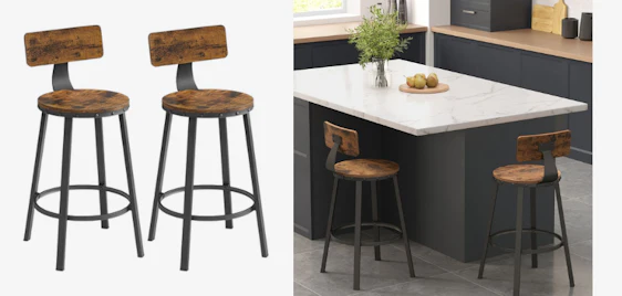 2er-Set Vasagle Barhocker für 43€ - im industriellen Stil, ergonomische Rückenlehne