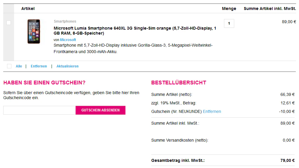 warenkorb telekom lumia