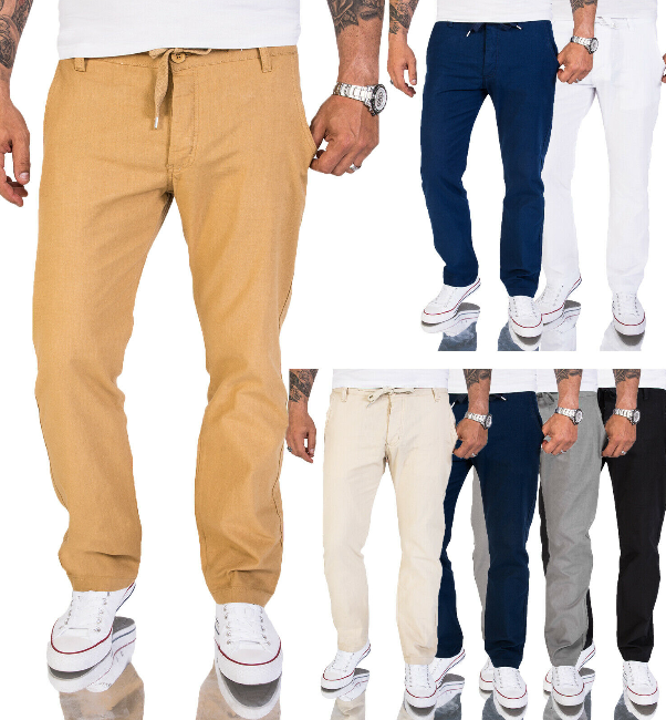 Rock Creek Herren Leinen-Optik Hose Stoffhose Sommerhose Regular Fit (ad)