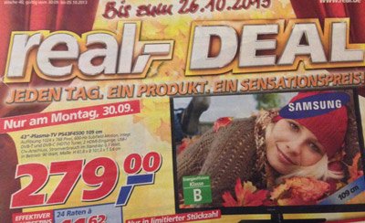 real Deal: Samsung PS43F4500 für 279€