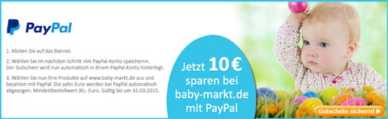 10€-Gutschein für Baby-Markt via PayPal - 30€ MBW