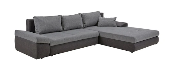 Wohnlandschaft aus Webstoff für 399€ - mit Bettkasten und Schlaffunktion
