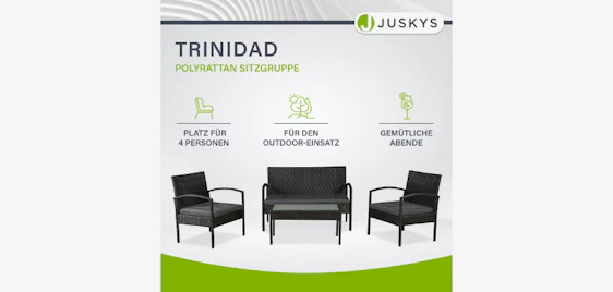 Sommerfeeling für die Terrasse! 🪑 Juskys Polyrattan Sitzgruppe Trinidad für nur 97€ ☀️