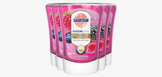 Sauberes Schnäppchen! 🧼 5er-Pack Sagrotan No-Touch Nachfüller Wildbeeren für 10€