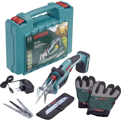 Bosch Keo Set: Akku-Gartensäge + 5 Sägeblätter + Gartenhandschuhe + Tragekoffer 10.8 V Li-Ion für 81€