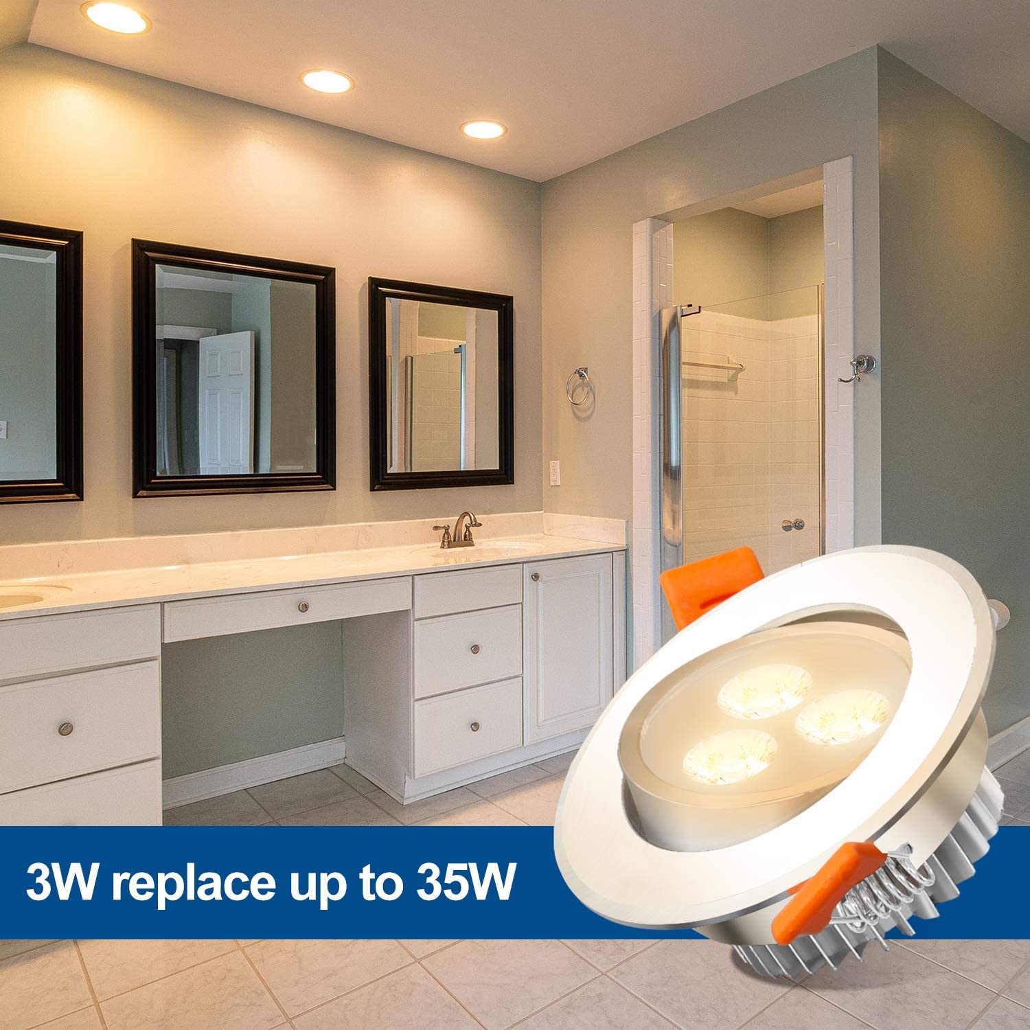 Hengda LED Einbaustrahler Warmweiße 10er Set Modul 230V, IP44, 245lm, 3W, 5W &amp; 7W 