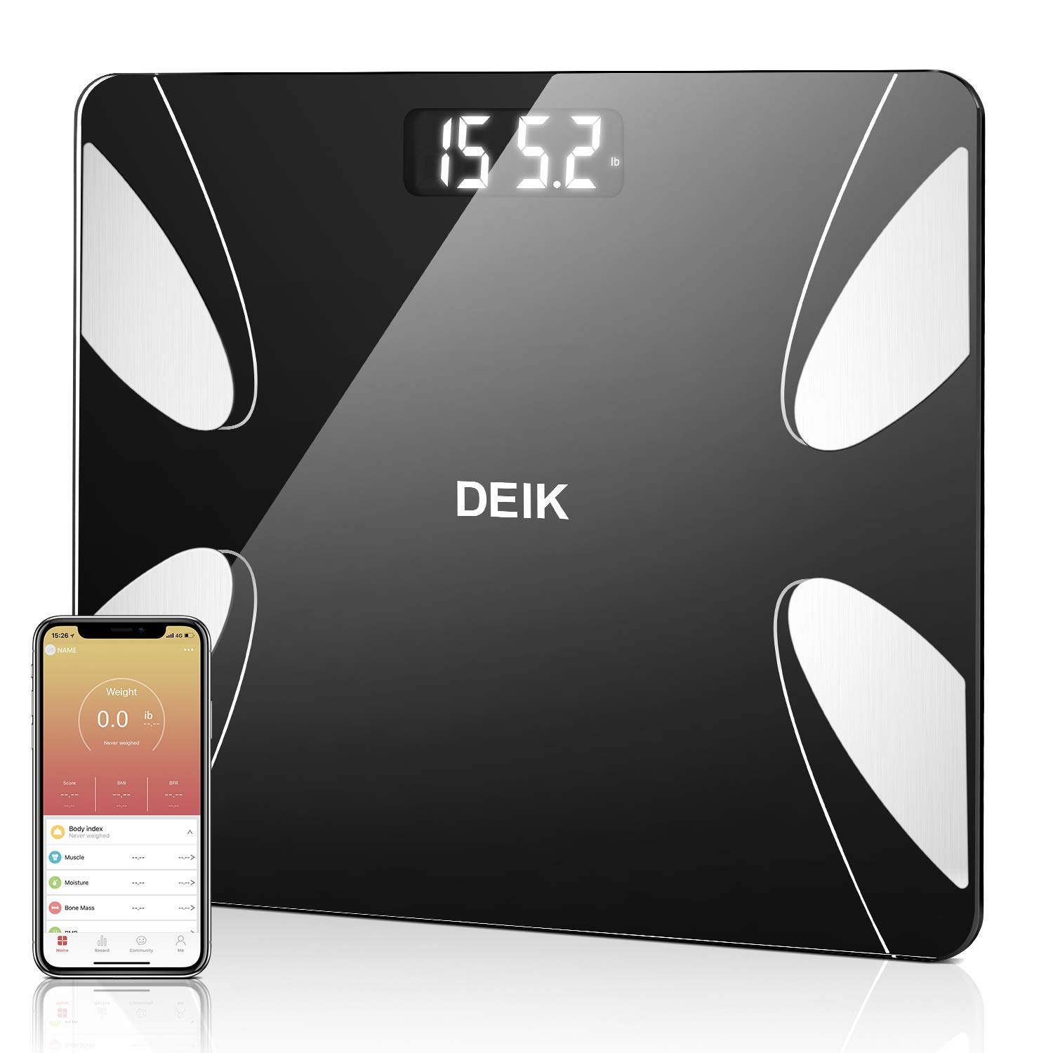 Bluetooth Personenwaage, für Körperfett, Gewicht, Muskelmasse usw für 23,99€