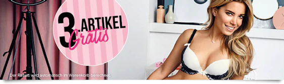3. Artikel gratis bei Hunkemöller - auf BHs, Nachtwäsche, Bademode und Slips