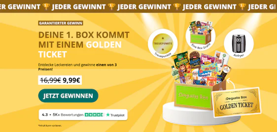 Garantierter Gewinn 📦🎟️ Degusta Box für 9,99€ + 1 von 3 Gewinnen (z.B. Airfryer oder gratis Degustabox)