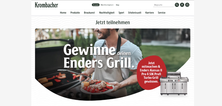 Krombacher Gewinnspiel Enders Kansas II Pro für 499€ gewinnen - Gasgrill, 4+1 Brenner, inkl. Bierfässchen