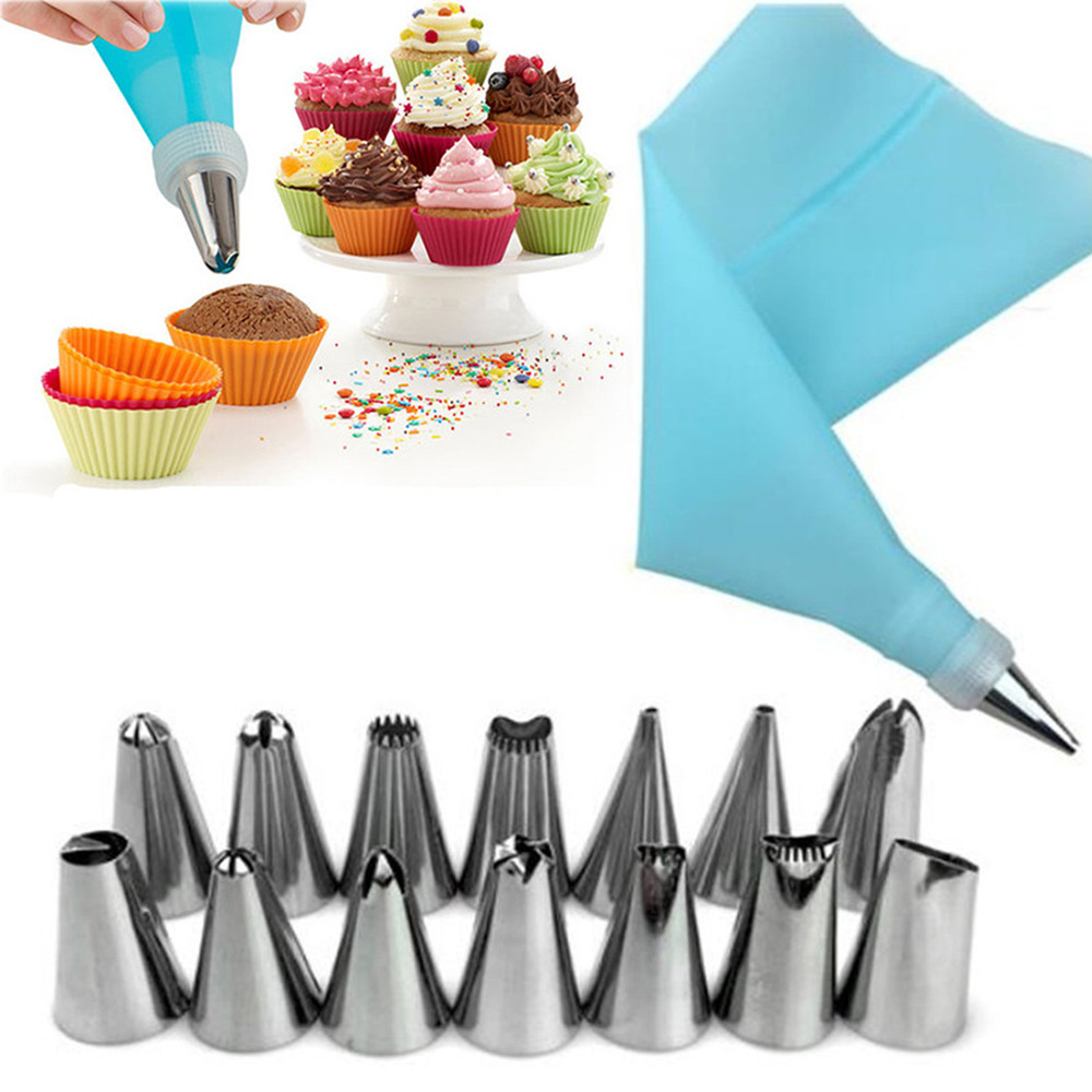 16er Pack Spritztüllenset und wiederverwendbarem Spritzbeutel mit Versand.