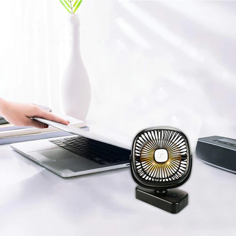 Mini USB Ventilator mit Led Licht Einstellbar Geschwindigkeiten 4400mAh Wiederaufladbarer Batterie