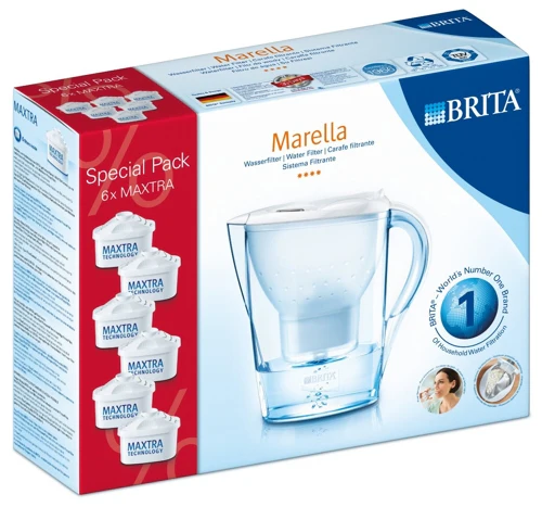 Brita Wasserfilter Marella Cool, weiß, Halbjahrespaket inklusive 6 Kartuschen für 24€