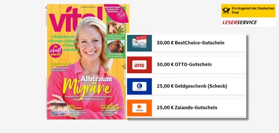 Mit Prämien bis 30€ ⭐ Vital Jahresabo für 29€