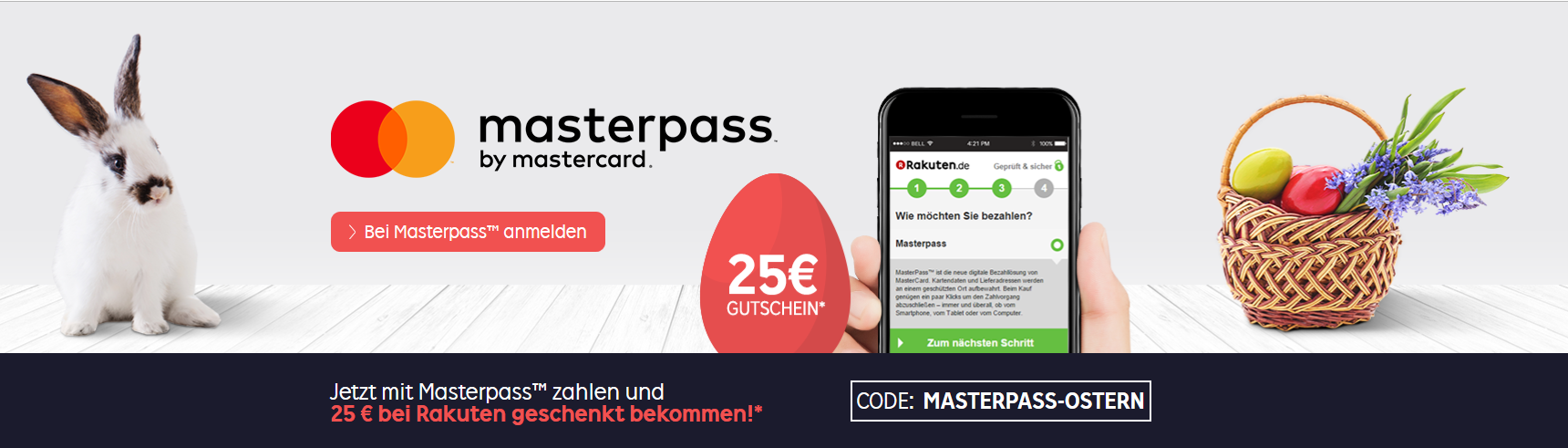 25€ Rabatt ab 80€ MBW bei Rakuten - bei Zahlung mit Masterpass