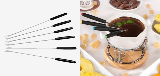 6 Stück Fackelmann Fonduegabeln für 7€ - aus Edelstahl, farbige Griffe, spülmaschinenfest