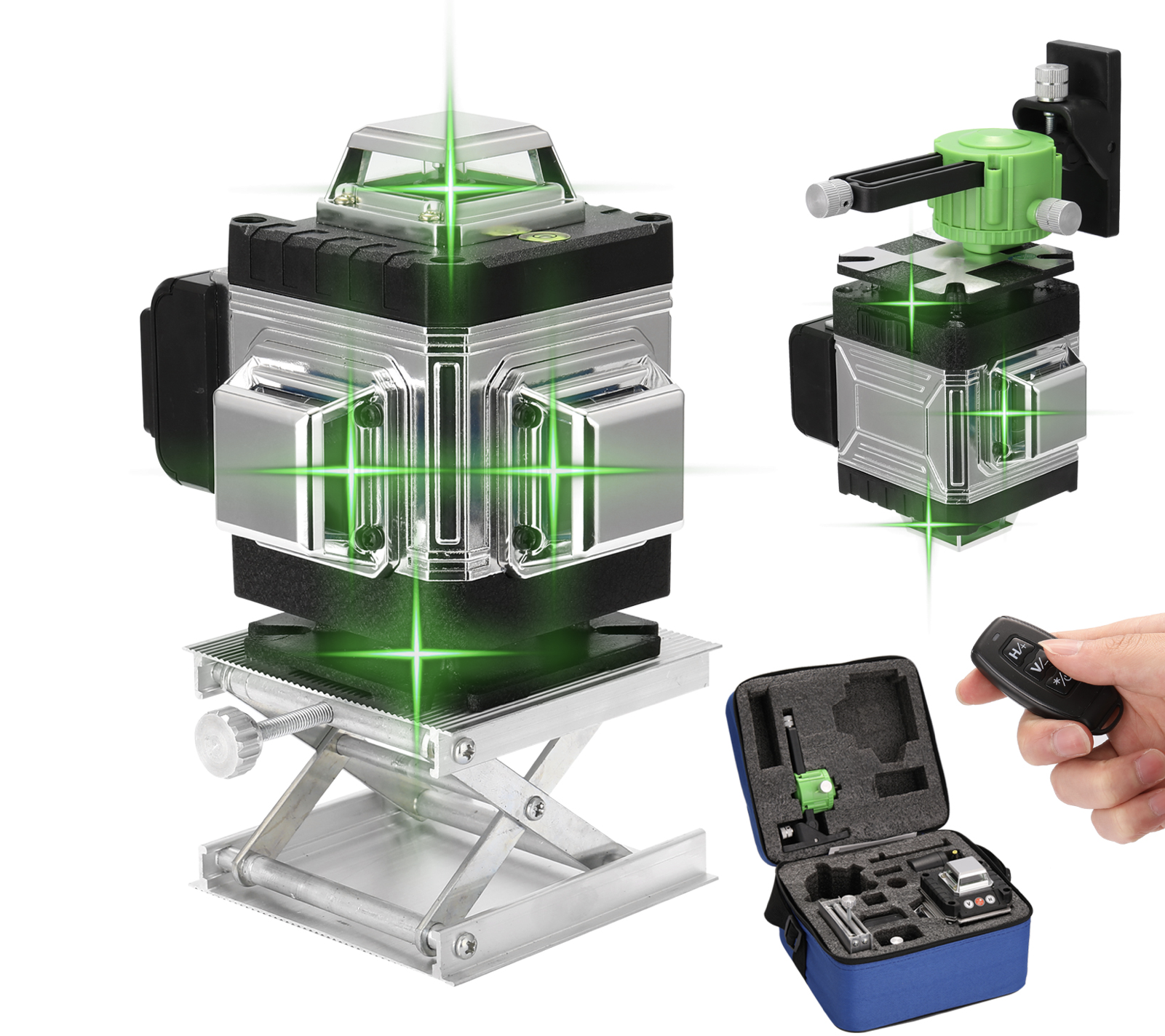 4D 16 Lines Laser Level 360°Kreuzlinienlaser Grün Kreuzlaser Linienlaser 