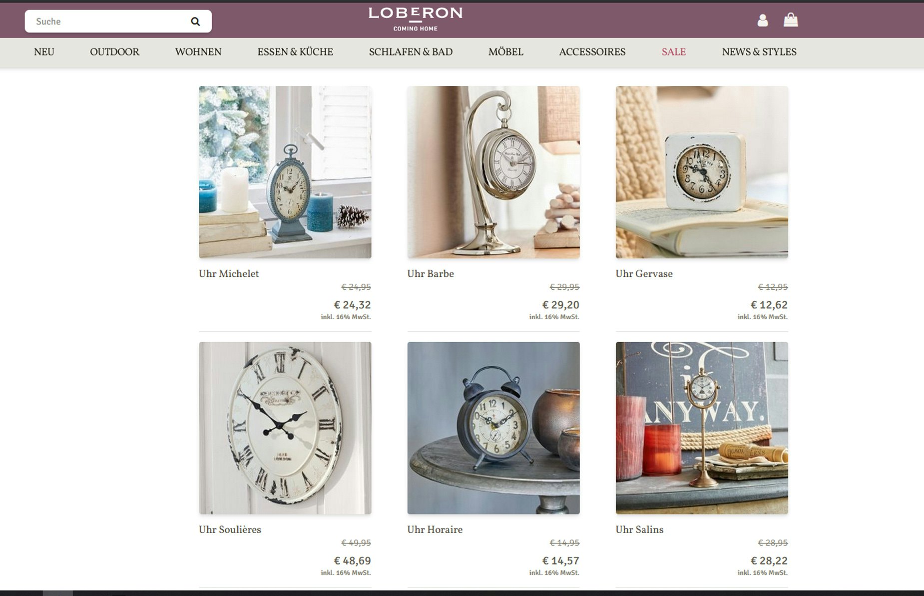 Loberon günstige Uhren