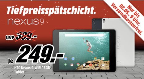 HTC Nexus 9 32GB für 444€ - 9" Tablet mit LTE und Android 5.0 *UPDATE2*