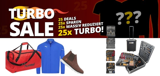 Turbo Sale Knaller mit bis zu 85% Rabatt - 25 Deals knallhart reduziert, schnelle Lieferzeit
