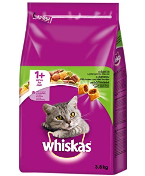 Whiskas Katzenfutter Trockenfutter Adult 1+ mit Lamm - 3 Beutel für 19,80 EUR