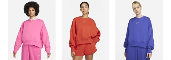 Nike Phoenix Fleece Sweatshirt für 36€ - Gr. XS-2XL in Orange, Restgrößen in Pink & Lila