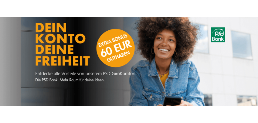 Letzte Chance auf 60€ Bonus! GiroKomfort-Konto bei PSD Bank RheinNeckarSaar - inkl. 1 Jahr VISA Card kostenlos