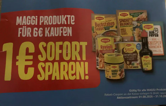 1€ Rabatt auf Maggi Produkteab 6€ MEW