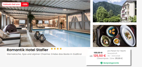 Reduziert! 🏔️ Romantik Hotel Stafler für 126€ inkl. Halbpension & Wellness