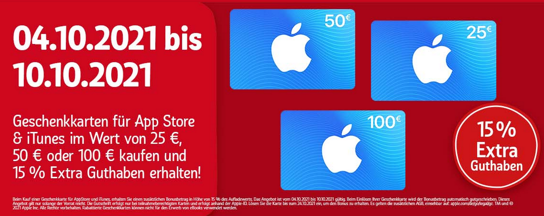 15% Bonusguthaben für iTunes, App Store und Apple Music bei Rewe – ab 25€ Bestellwert