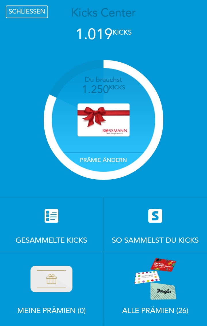 Mit der App können Shopkick Prämien gesammelt werden