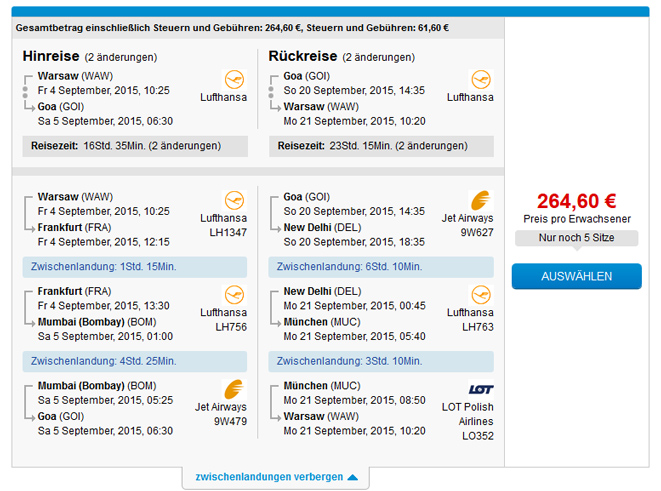 Error Fare: Hin- und Ruckflug nach Goa (Indien) ab 265€ - von Warschau oder Prag