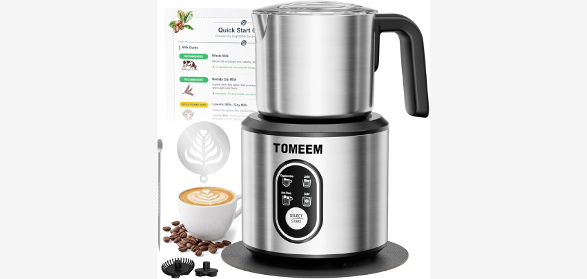 Schaum auf Knopfdruck! ☕ TOMEEM 4in1 Milchaufschäumer für nur 49€
