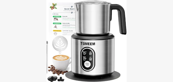 Schaum auf Knopfdruck! ☕ TOMEEM 4in1 Milchaufschäumer für nur 49€