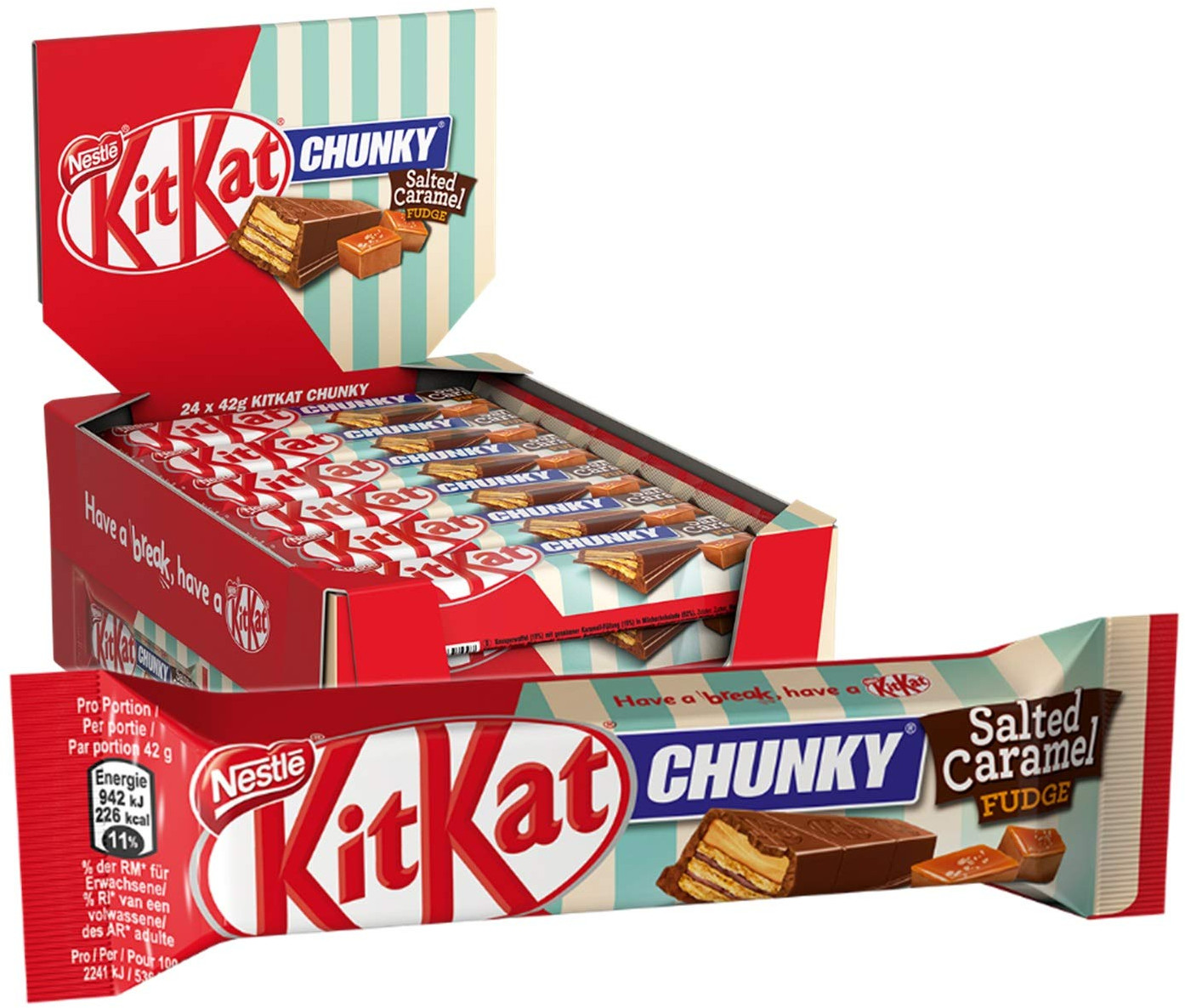 24x Nestlé KitKat ChunKy Salted Caramel Fudge für 9€ – mit Amazon Prime