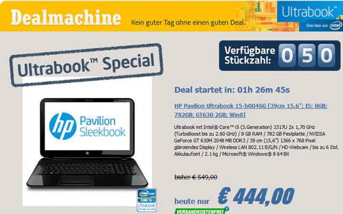 HP Pavilion Ultrabook 15-b004SG für 444€