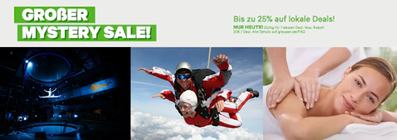 Mystery Sale: Bis zu 25% Rabatt auf lokale Deals bei Groupon - nur heute gültig