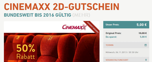 CinemaxX Tickets für 5€