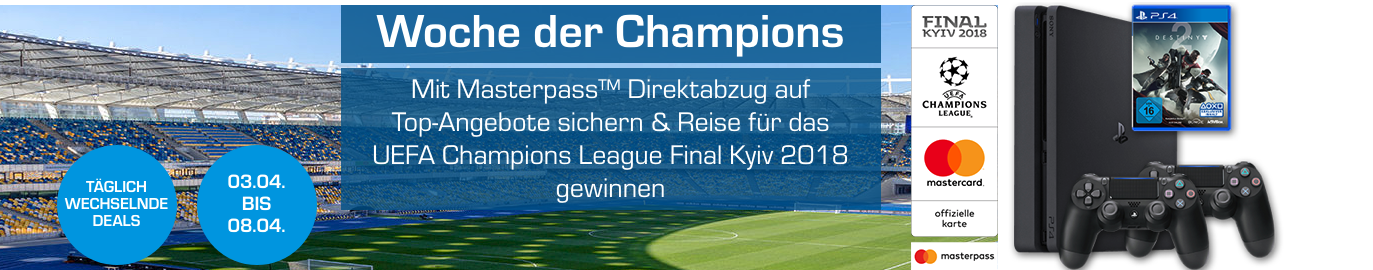 Woche der Champions bei Saturn mit Masterpass: PlayStation 4 Slim 1 TB-Bundle mit. Destiny 2 + 2. Controller für 245€
