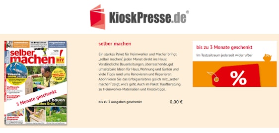 3 Monate 'Selber Machen' kostenlos - bis zu 3 Ausgaben, mit 90 Tagen Widerruf