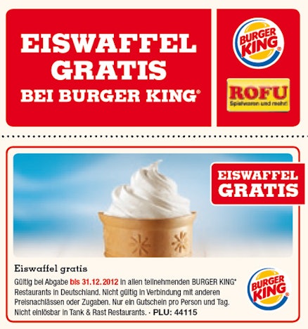 Kostenlose Eiswaffel mit Gutschein bei Burger King