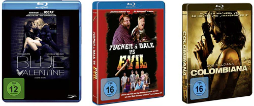 Viele Blu-rays für 7,97€ bei Amazon - Tucker & Dale vs. Evil, Blue Valentine, Colombiana