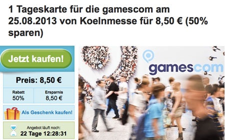 Gamescom Tageskarte für 8,50€ am 25. August *UPDATE*