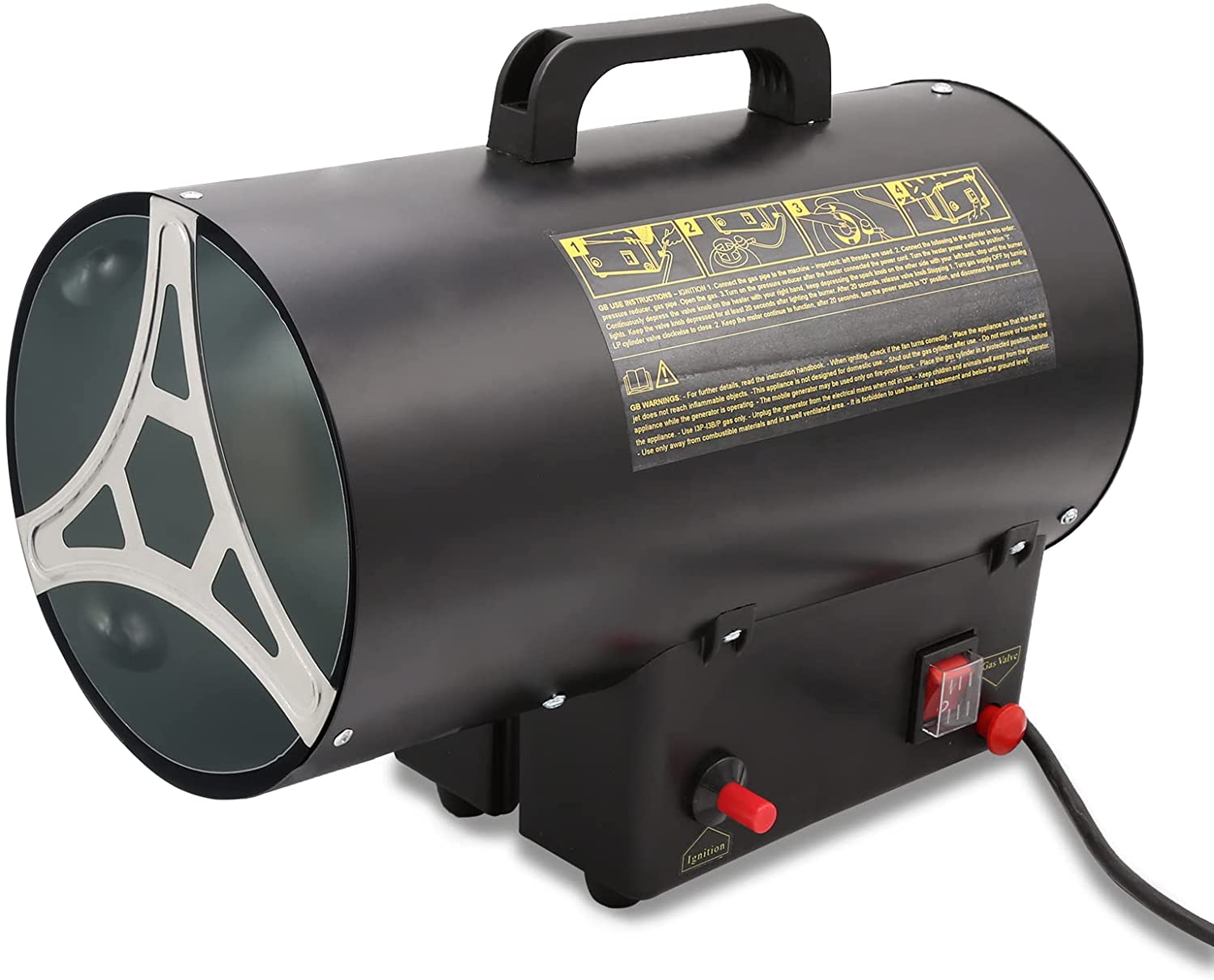 Ureprism Edelstahl Gasheizgebläse mit 700 mbar Druckminderventil, 220V Piezozündung und Tragegriff (15KW)